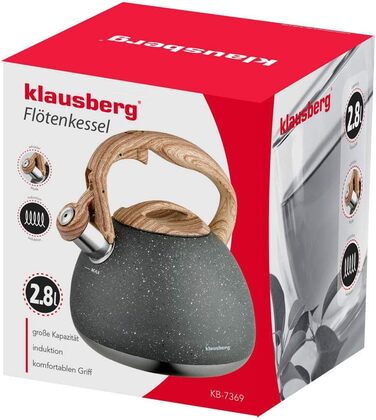 Чайник електричний Klausberg з нержавіючої сталі 2.8L з мармуровим покриттям, сірий KB-7369