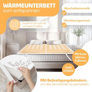 Електрична ковдра KESSER® з автовимкненням та пультом керування | Ковдра з 3 рівнями нагріву | Підігрівач для ліжка, матрацу | Тепла ковдра з м'якого флісу, білий колір - без візерунка (160 x 140 см)