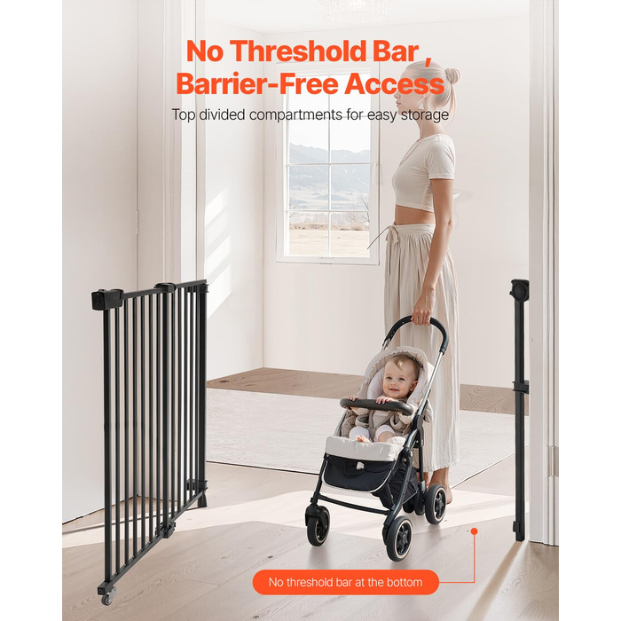 Захист для дітей та тварин VEVOR: регульована ширина 750-1219 мм, чорний, для сходів та дверей