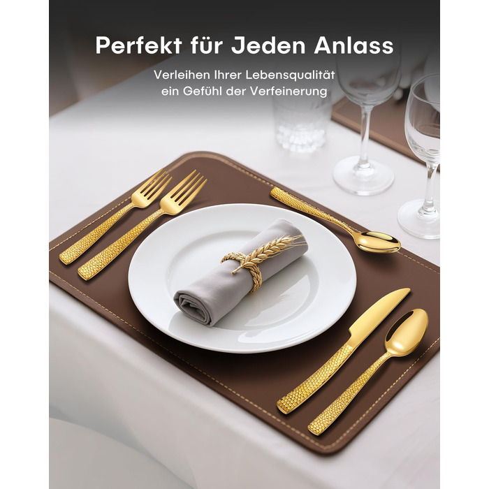 Набір столових приборів Honkku для 6 осіб, чорний, з товстого нержавіючого сталі, з рифленими ручками (30 предметів)