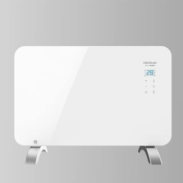 Конвектор Cecotec Ready Warm 6670 Crystal Connection з скляною панеллю, 1000 Вт, WiFi, термостат, таймер, підставка, для ванної кімнати (IP24), тихий, білий