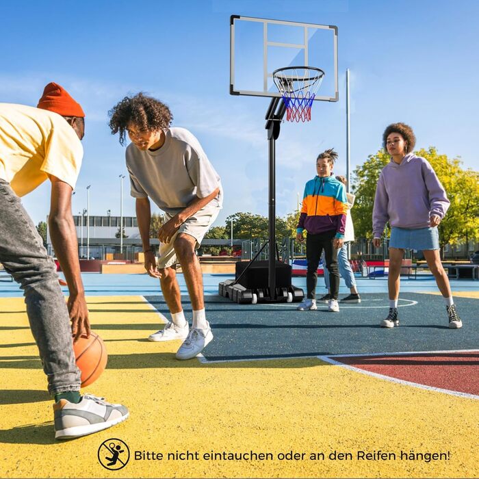 COSTWAY Adjustable Height Basketball Hoop System - Outdoor Mobile Basketball Stand with Wheels & Weight Bag (149-305cm)