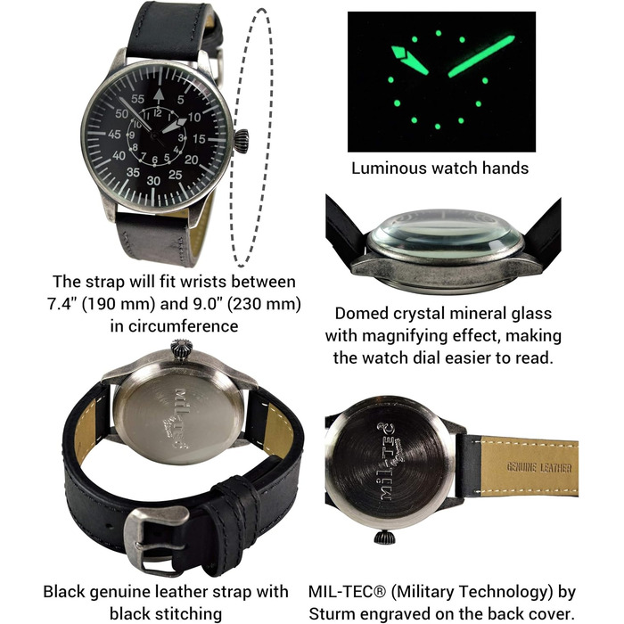 Годинник Mil-Tec Fliegeruhr Retro Mechanical Black Dial