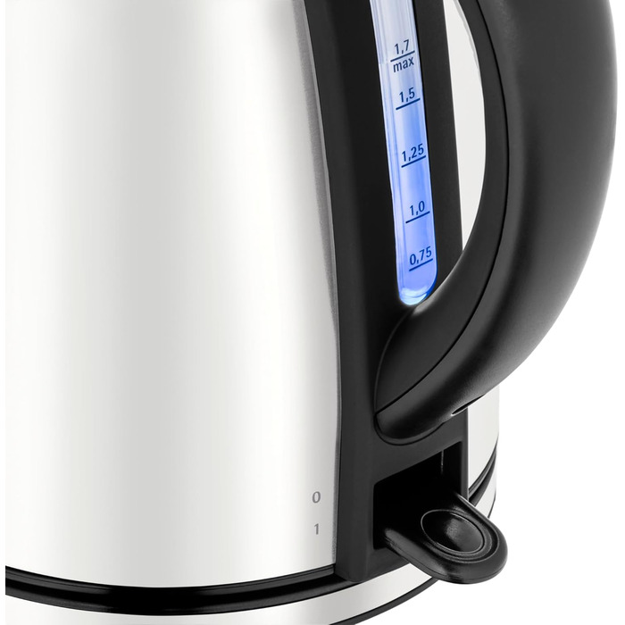 WMF Stelio Stainless Steel Kettle 1.7L, Electric Kettle with Scale Filter, 2400 W, Illuminated Water Level Indicator, Matte Stainless Steel (Gray)