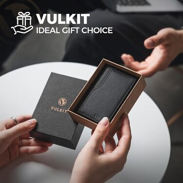 Кредитне портмоне VULKIT з вікном для ID, RFID-захист, автоматичний висувний механізм, шкіряне, чорне