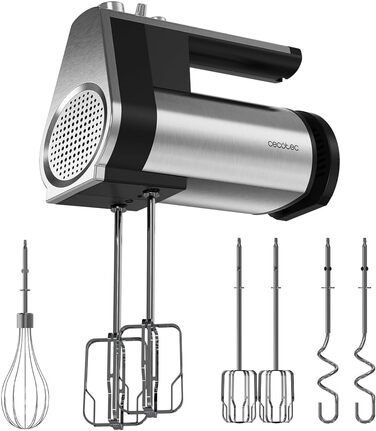 Ручний міксер Cecotec PowerTwist 500 Full Steel: 500 Вт, 5 швидкостей + Turbo, 3 насадки, сталь