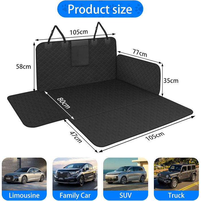 Захист для багажника автомобіля для собак, килимок для багажника, універсальний, водовідштовхуючий, сірий, 185x150 см