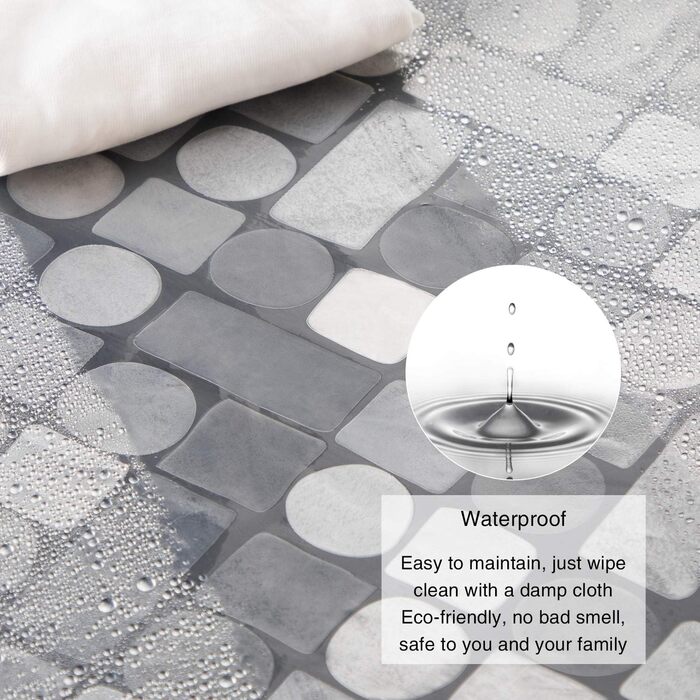 Шторка для душу Weltrxe Anti-Schimmel 120x180 см з вагами та магнітом, прозора, геометричний дизайн, EVA, водонепроникна, антибактеріальна, для ванни та душу, 8 люверсів, для дітей, H180 x B120 см