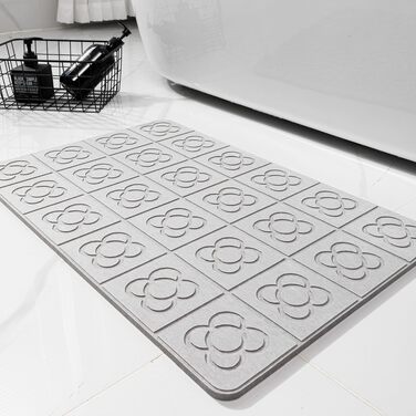 Діатомітовий килимок для ванної Pure 4Home Kieselgur, швидкосохнучий та антибактеріальний, 60 x 40 см, сірий