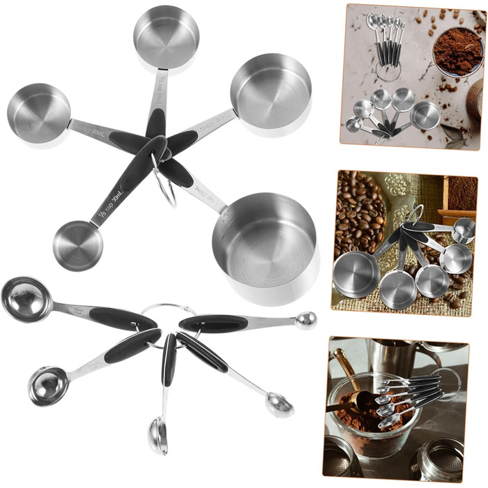 Cabilock 1 Set Stainless Steel Measuring Spoons Coffee Cups with Lid Teaspoons Pantry Cup Measuring Dry Measuring Cups Measuring Table Measuring Cups Utensil Gadgets Silica Gel