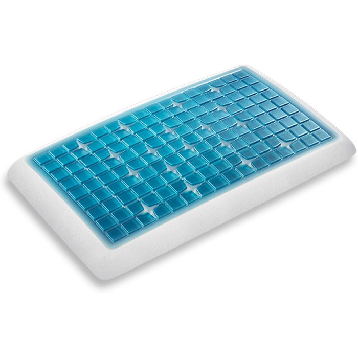 Ортопедична гелєва подушка Technogel Deluxe для підтримки шиї, сертифікована, без шкідливих речовин, для спини та бокового сну, з наволочкою, 66x40x7 см