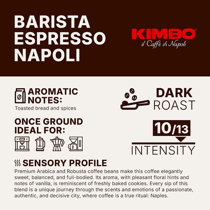 Кава в зернах Kimbo Espresso Napoletano, темне обсмажування, 1 кг