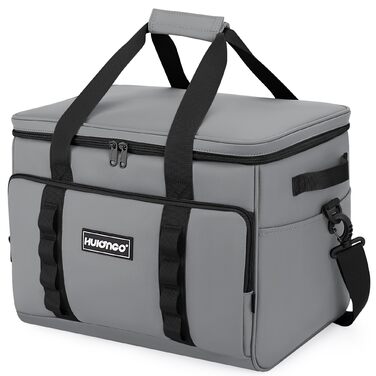 Термосумка велика 30л, водонепроникна, для пікніків, барбекю, пляжу, кемпінгу (сіра)