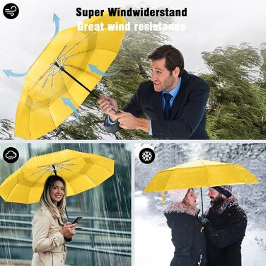 Зонт чоловічий/жіночий/дитячий Herreicher - автоматичний, штормостійкий, легкий, компактний, 102 см, 10 ребер (жовтий)