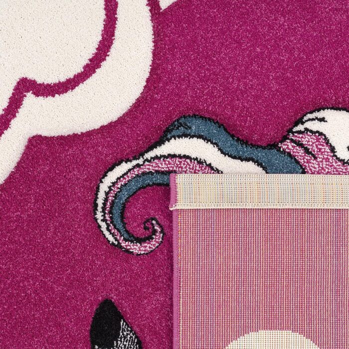 Paco Home Children's Rug for Kids, The Little Unicorn, Pink, Cream, Turquoise, Size: 80x150 cm