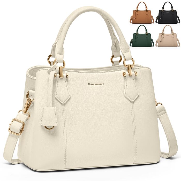 Жіноча сумка RAINSMORE середнього розміру з екошкіри, біла: сумка-тоут, сумка на плече, ручна сумка