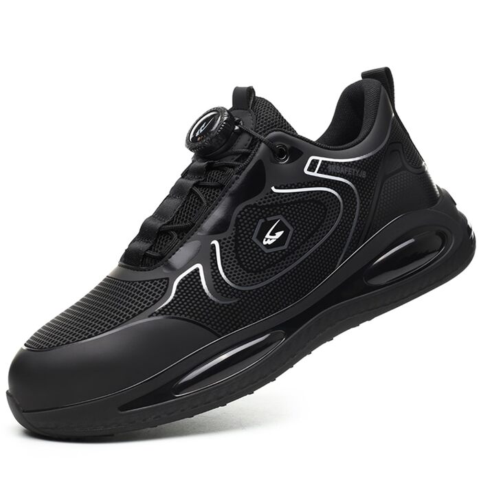 Робочі черевики безпеки для чоловіків та жінок. Легкі, дихаючі, з металевим носком. Розміри 36-46 EU. Чорно-зелені (37 EU, чорно-білі)