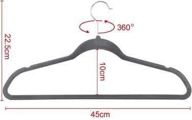 Yaheetech Velvet Clothes Hangers 100 Pack Suit Hangers Closet Hangers Non-Slip Surface Laundry Hangers with 360° Swivel Hook Grey