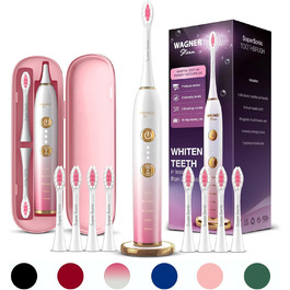 Електрична зубна щітка Wagner Stern WHITEN+ Edition з датчиком тиску. 5 режимів чищення, 3 рівні інтенсивності, 8 насадок, преміум-чехол (Magnolie)