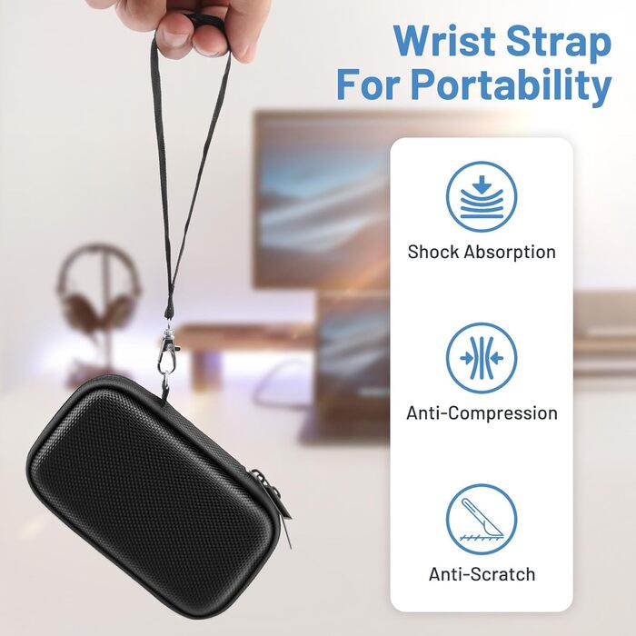 Чохол Tasche для SanDisk Extreme PRO, захисний кейс для SSD SanDisk 1TB/2TB, жорсткий корпус з ручкою (чорний)