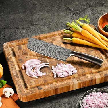 Японський ніж Sunnecko Santoku 17см - професійний кухонний ніж для приготування їжі (7 дюймів)
