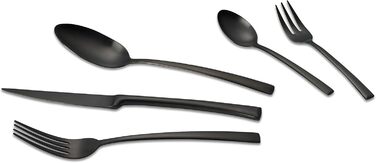 ECHTWERK Tableware Set Avelino, Black Edition, 20-piece, cutlery set for up to 4 people, 18/10 stainless steel, matte finish, high-quality cutlery set, for dining table, table decoration for weddings & festive occasions.