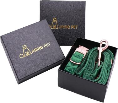 Набір повідка та нашийника для собак Aring PET, велюровий, зручний, регульований, для цуценят та собак, темно-зелений