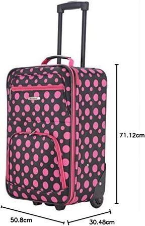 Набір валіз Rockland Softside, 4 шт. (14/20/24/28), стильний дизайн, чорно-рожевий принт