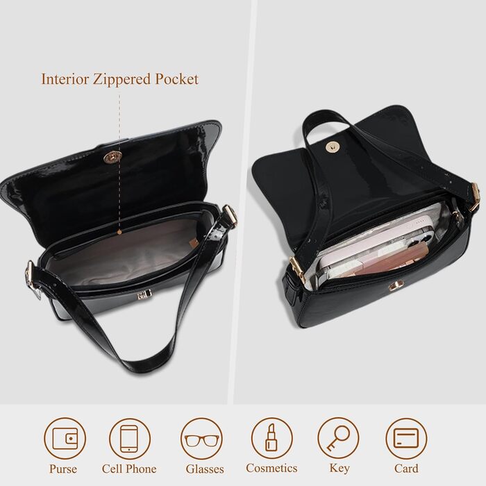 Сумка жіноча через плече (крос-боді) PU шкіра, маленька чорна сумка-шопер для повсякденного використання, роботи та відпочинку
