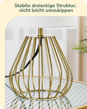 EDISHINE Настільна лампа, сучасний дизайн, індустріальний стиль, Е14 цоколь, вінтажна, для спальні/вітальні, бежево-чорна (льон + золото)