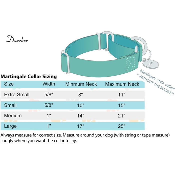 Нашийник для собак Dazzber Martingal, регульований, міцний, анти-витягування, нейлон, для великих/середніх/маленьких собак (L(42-66см), Haze Blue)