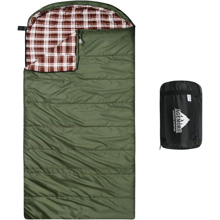 Спальний мішок Baumwoll-Flanell для дорослих: легкий, водонепроникний, 100% бавовна, для кемпінгу, подорожей та відпочинку