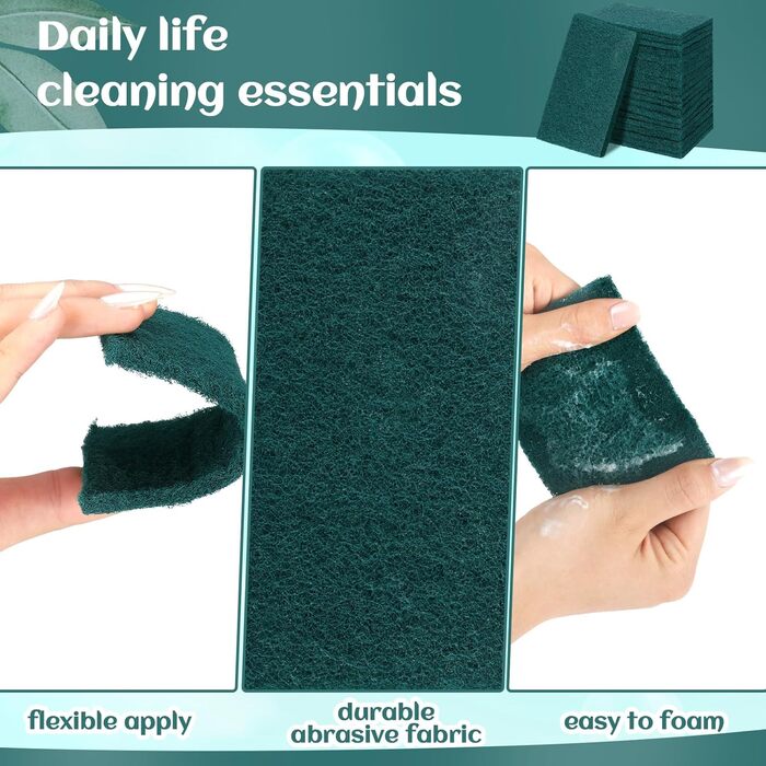 Hoolerry 150-Piece Heavy-Duty Scrub Sponges, Scratch-Resistant, Household Cleaning Sponges, Reusable, Pan Scrubber, Anti-Grease Sponges for Dishes, Kitchen, Metal Grills, 10.9 x