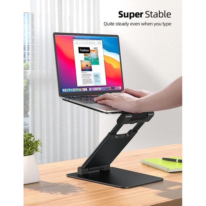 Підставка для ноутбука NULAXY, регульована висота, чорна. Сумісна з MacBook та іншими ноутбуками 10-17
