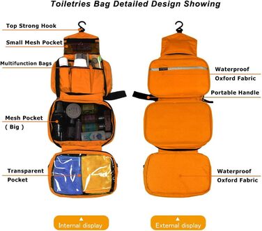Сумка-органайзер для ванну Jiemei, водонепроникна, з 4 відділеннями, для жінок та чоловіків, компактна, помаранчевого кольору