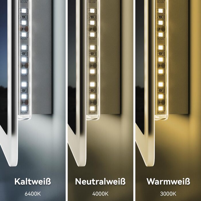 Елегантне дзеркало для ванної кімнати з LED-підсвічуванням 40x60 см, холодне біле світло, енергозберігаюче, настінне