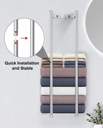 Стійка для рушників LIVEHITOP без свердління, 75 см, нержавіюча сталь, велика місткість, для ванної кімнати
