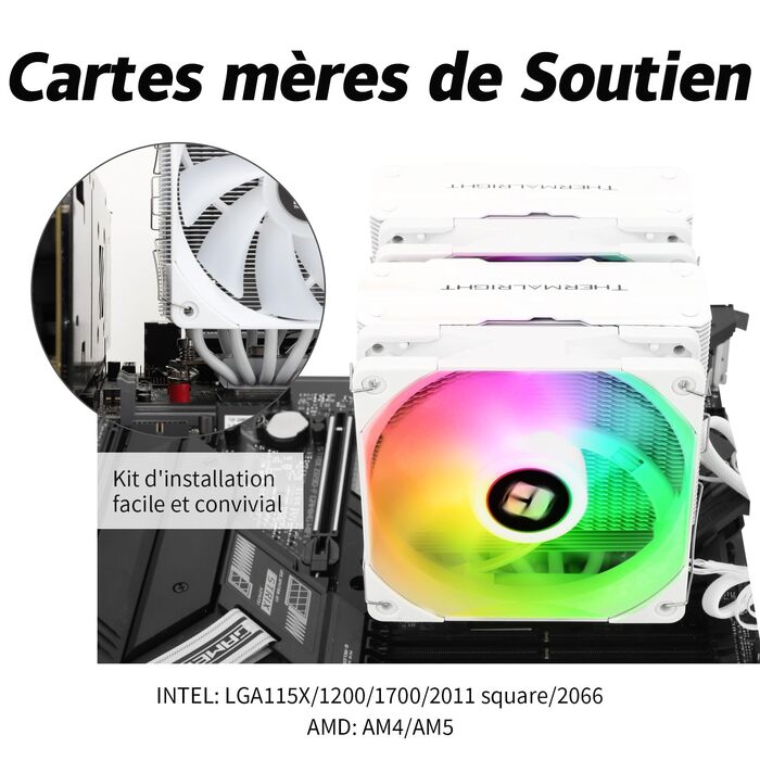 Кулер для процесора Thermalright Peerless Assassin 120 SE White ARGB, 6 теплових трубок, 2 вентилятори 120мм PWM, для AMD AM4/AM5, Intel LGA 1700/1200/115x/2011