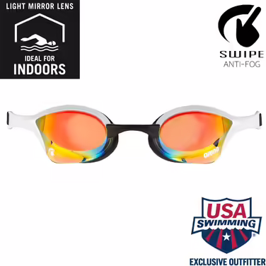 ARENA Unisex - Adult Cobra Ultra Swipe Mr (Yell-White) Swim Goggles, Multi-Colored, 1 & Anti-Fog Spray for Swim Goggles (No Fog, 150 Applications), Transparent (100), One Size