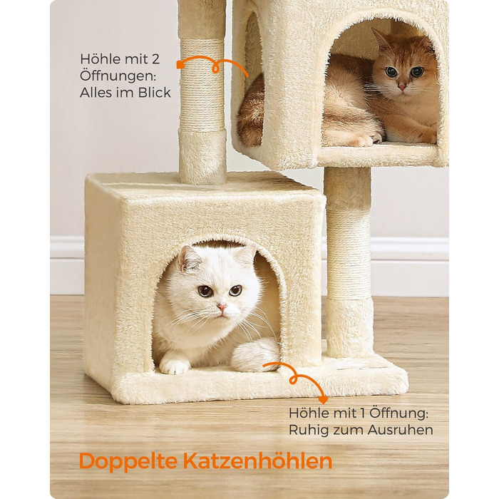 Feandrea Cat Tree Small, 67 cm Cat Tree, Kitten House for Kittens up to 3 kg, Large Platform, Sisal Posts, PCT611W01 (Beige)