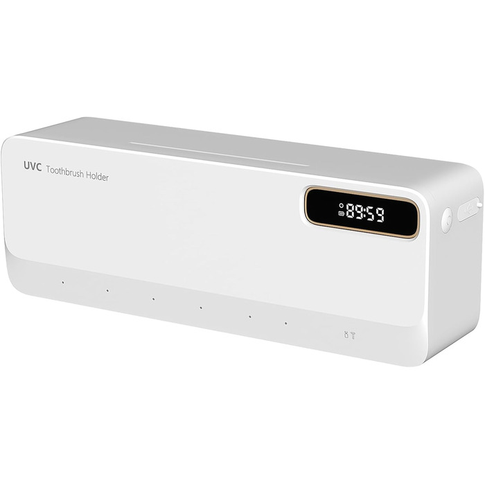 Стерилізатор зубних щіток UV з підставкою на 5 щіток, з таймером, для кріплення на стіну, 2000 mAh (білий)