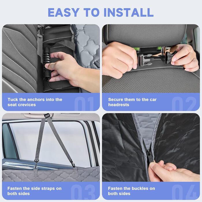 Захист для заднього сидіння автомобіля для собак з твердим дном, водонепроникний, з сіткою, сірий, розмір L (147x75 см)