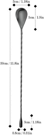 Якісний барний мішальний ложка YFWOOD з нержавіючої сталі з довгим руків'ям, для барменів, чорний