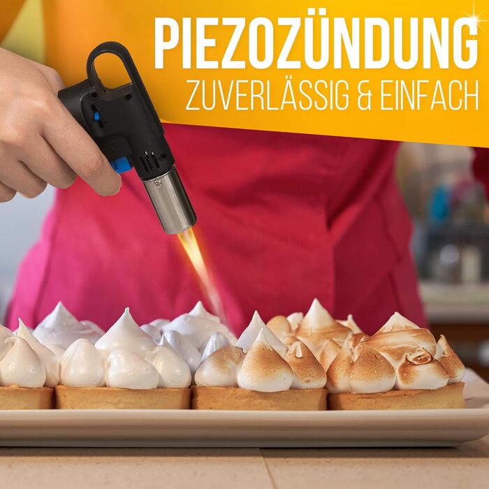 Кулінарний газовий пальник MAGNUM® для карамелізації та фламбування, 1300°C, з запасом газу 300 мл, багаторазовий преміум-пальник для Крем-брюле