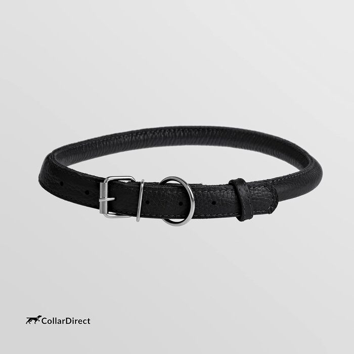 Нашийник для собак CollarDirect з м'якої шкіри, круглий, рулонований, ручної роботи, справжня шкіра, для цуценят, маленьких та великих собак, котів, чорний, рожевий, червоний, фіолетовий, синій, 35-40 см