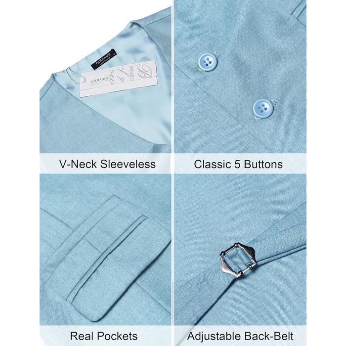 Костюм чоловічий Coofandy, приталений, для весілля (блакитний, XL)