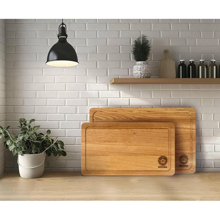 WDOMA Cutting Board Set - Oak Wood - 2-Piece Set - 40x25 / 35x20 - XL/L Cutting Boards - Wood Board for Kitchen - Cutting Board Wood - Wooden Cutting Board - Kitchen Wood Board