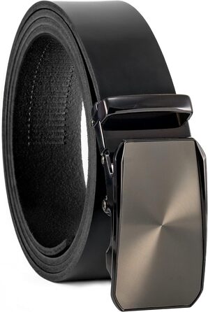 Чоловічий шкіряний ремінь Volmer ATG 07-blk-bologna з автоматичною застібкою та пряжкою | Ширина 35 мм, довжина 125 см, регульований | Чорний колір