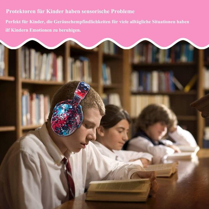 Навушники для захисту вух Kinder: регульовані навушники шумоізоляції для дітей, для концертів, SNR 28dB, рожевий колір