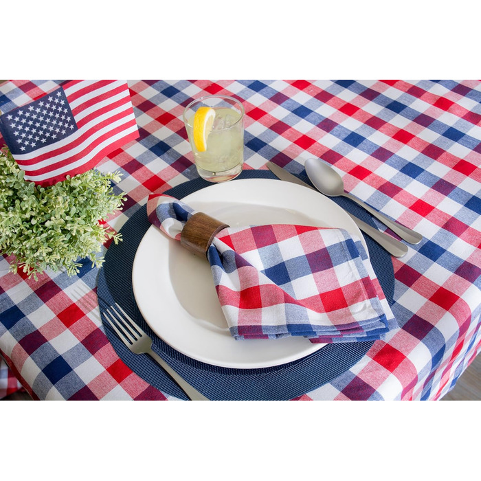 DII PVC Tablecloth Collection - Woven for Indoors and Outdoors, Polyvinyl Chloride, Nautical Blue, Round Placemat Set, 13.75